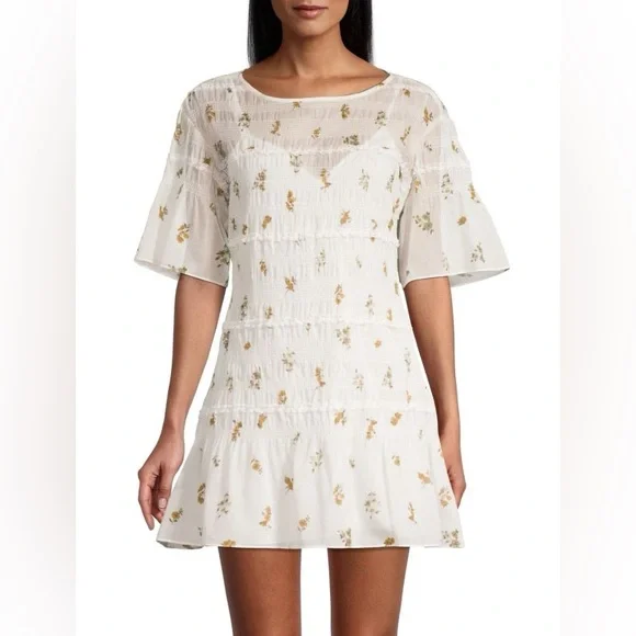 REBECCA TAYLOR Marigold Fleur Ines Smocked Dress w/ flower pattern, Size M, NWT - Picture 1 of 5